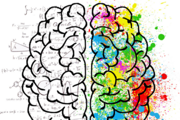 Cérebro pintado com a psicologia das cores